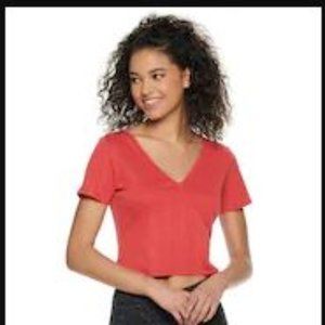 SO Faux Wrapped Tee red v-neck Juniors XL
